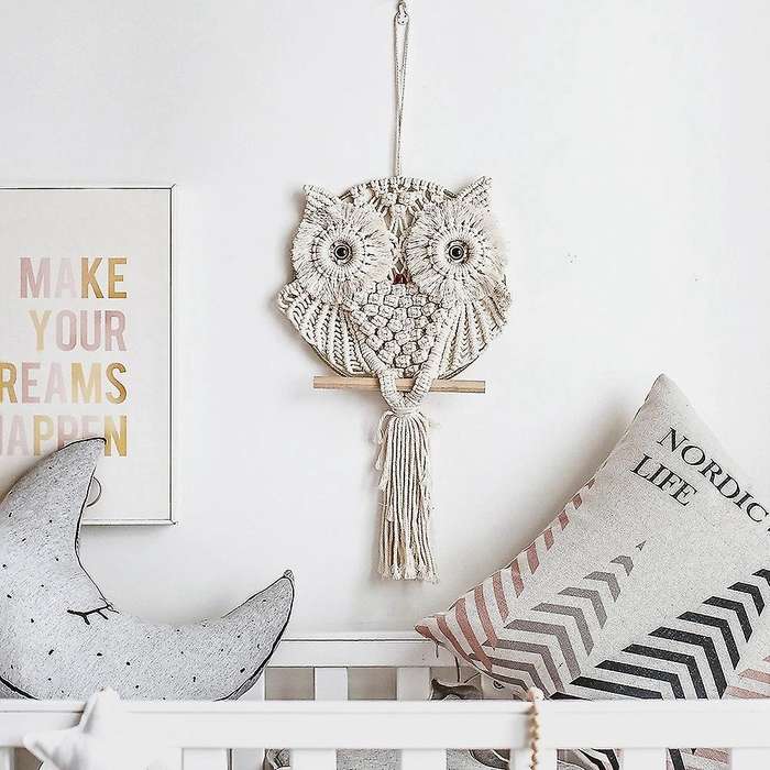 Owl Aesthetic Room Decor Tumblr Accessories Macrame Hanging Tapestry Handwoven Scandinavian Style Bo