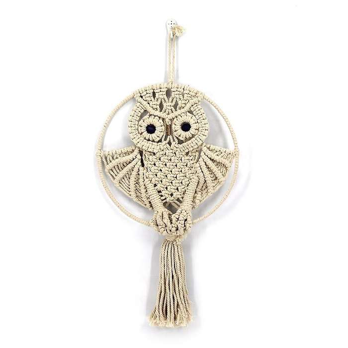 Owl Hanging Tapestry Aesthetic Room Decor Accessories Macrame Handwoven Scandinavian Style Bohemian