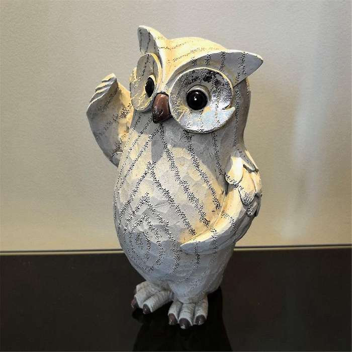 Owl Shape Resin Desktop Cartoon Indoor Figurine, Hand Made Small Figurines, Cute Table Decoration, H