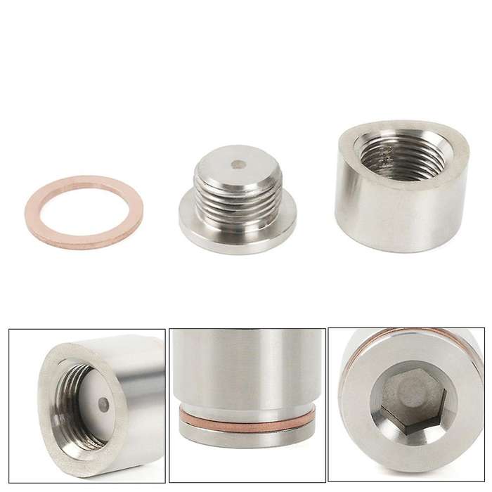 Oxygen Sensor Nut Weld Bung Plug M18x1.5 O2 Sensor Adapter Nut Bung Stainless Steel Flat-port
