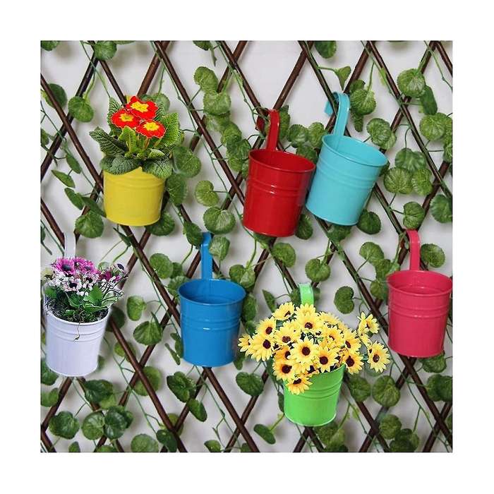 Pack Of 10 Hanging Flower Pots 13cm Balcony Pot Flower Pot with Mini Tool Hanging Pot Balcony Garde