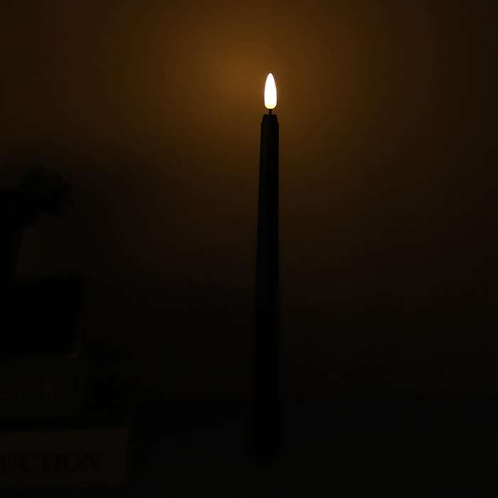Pack of 6 Remote Taper Candles,Black Color Flameless Pillar Candles,Battery Candles with Contain