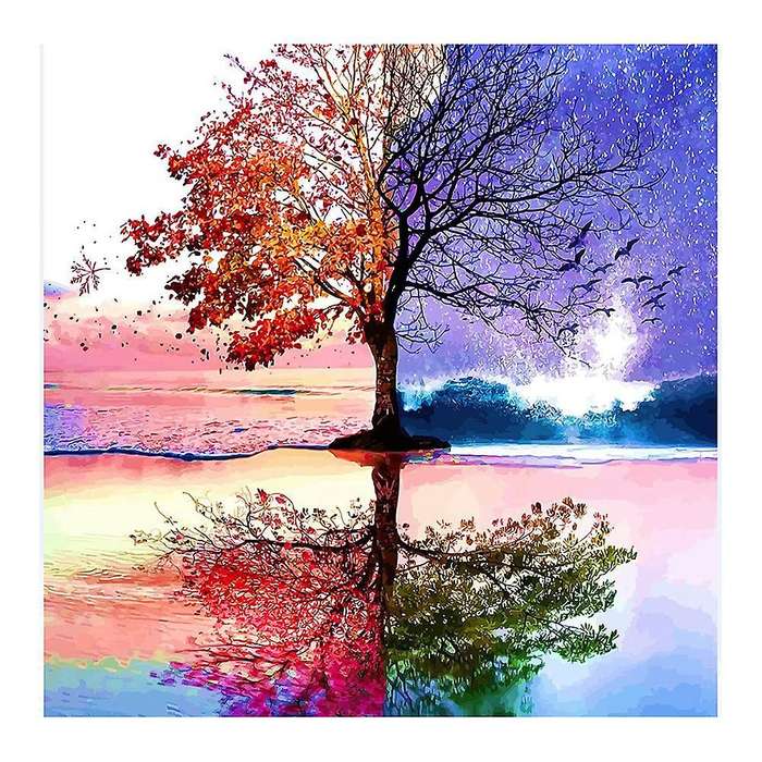 Paint By Numbers on Canvas for Adults,Without Frame DIY Tree Oil Painting for Home Wall Decoration16