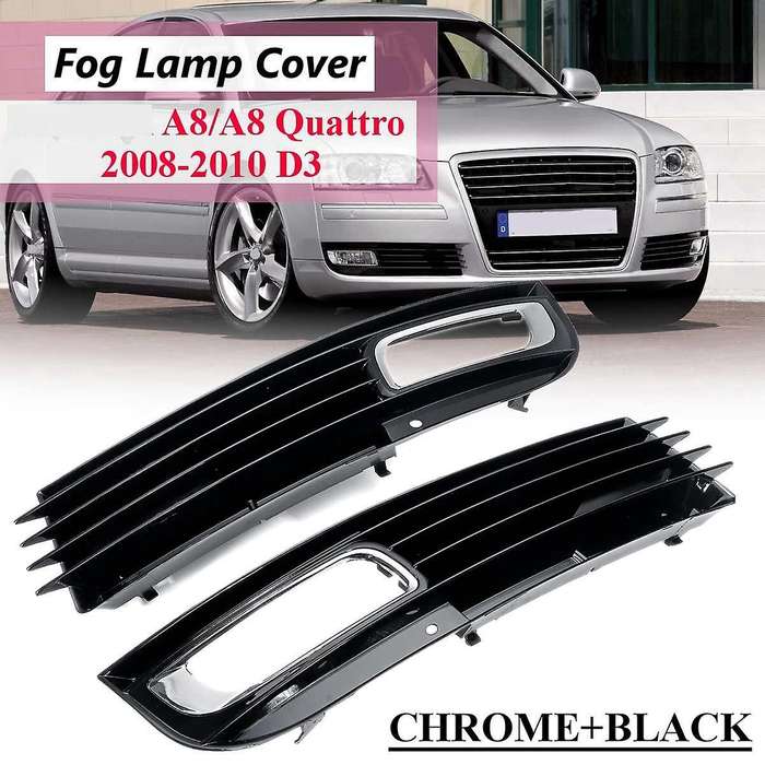Pair Front Lower Fog Light Cover Trim Decoration Grill for - A8 D3 2008 2009 2010 Driving Lamp Bumpe