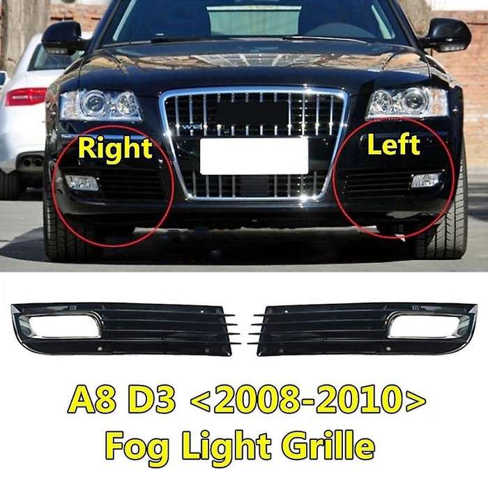 Pair Front Lower Fog Light Cover Trim Decoration Grill for - A8 D3 2008 2009 2010 Driving Lamp Bumpe