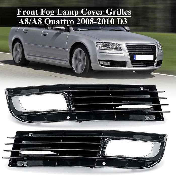 Pair Front Lower Fog Light Cover Trim Decoration Grill for - A8 D3 2008 2009 2010 Driving Lamp Bumpe