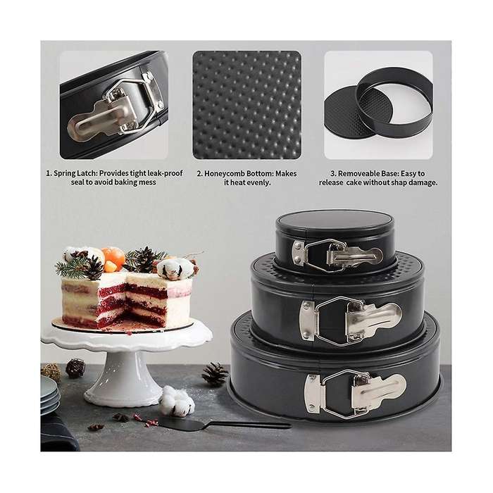 Pan 3 (4/7/9inch) Cake Pans Sets for Baking - Leakproof 3 Tier Cake Pan Bakeware