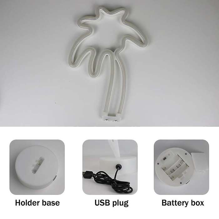 Palm Tree LED Neon Sign Night Light with Base Coconut Tree Marquee Night Lamp Table Light Best Gift