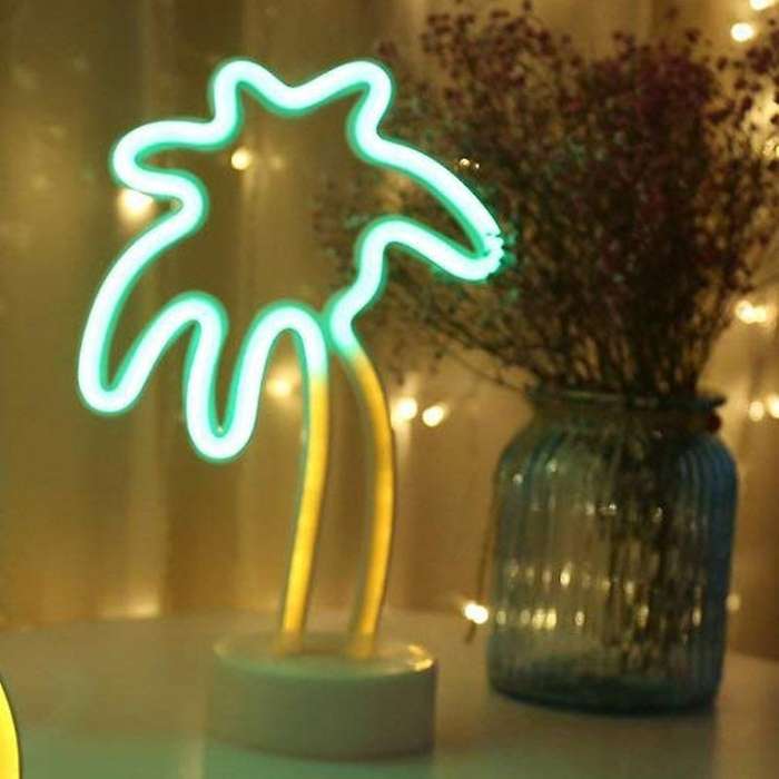 Palm Tree LED Neon Sign Night Light with Base Coconut Tree Marquee Night Lamp Table Light Best Gift