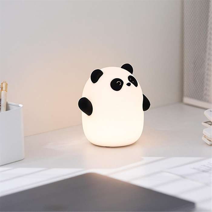 Panda Night Light, Cute Squishy Dimmable Touch Animal Lamp, 3 Level LED Food Grade Silicone Light fo