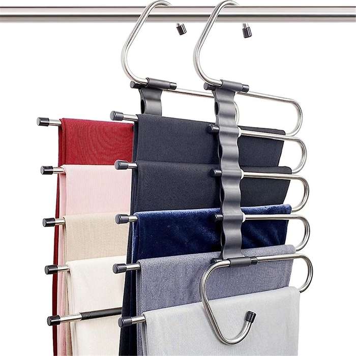 Pants Hangers Space Saving - 2 Pack for Closet Multiple Layers Multifunctional Uses