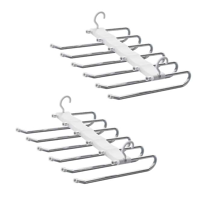 Pants Hangers Space Saving, 2 Pack Non Stainless Steel Multifunctional Rack Closet Organizer with Ho