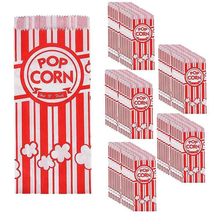 Paper Popcorn Bags Leak-Proof Grease Resistant Popcorn Bags Disposable Paper Popcorn Container for P