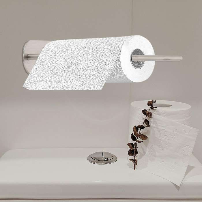 Paper Towel Holder- Adhesive Or Drilling,under Cabinet Paper Towel Holder Wall Mount for Kitchen Ba