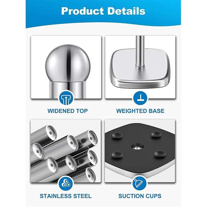 Paper Towel Holder for Countertop, Standing Kitchen Roll Holder with Suction Cups, Non- Paper Towel