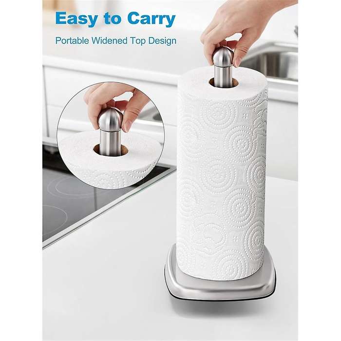 Paper Towel Holder for Countertop, Standing Kitchen Roll Holder with Suction Cups, Non- Paper Towel