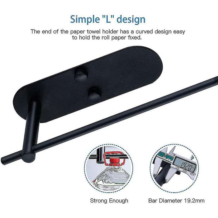 Paper Towel Holder Under Cabinet- Adhesive Or Drilling,black Paper Towel Holder Wall Mount for Kitc