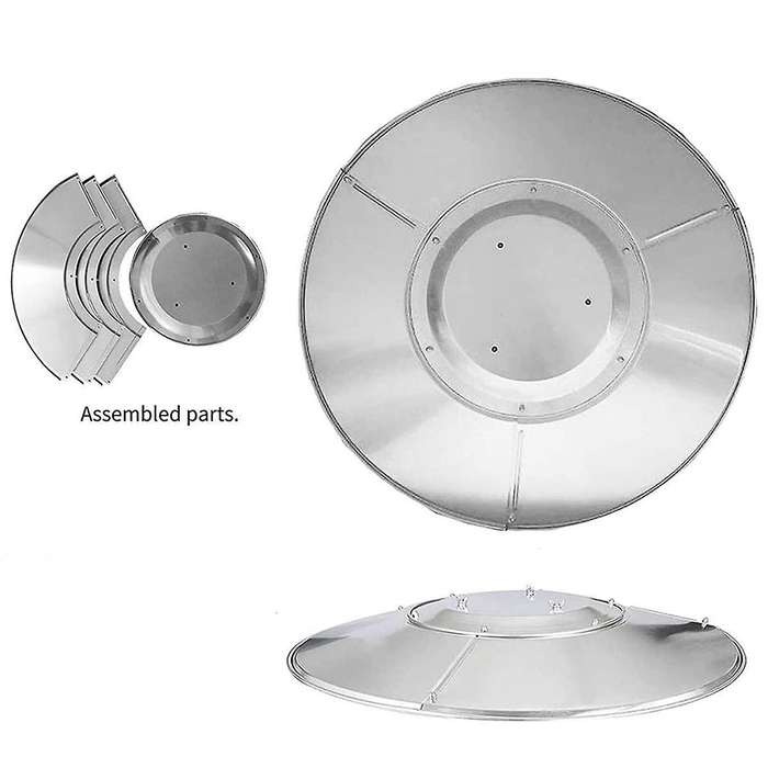 Patio Heater Reflector Shield, Propane Outdoor Heaters Replacement Part - Top Dome, 3-Hole Mount, 33