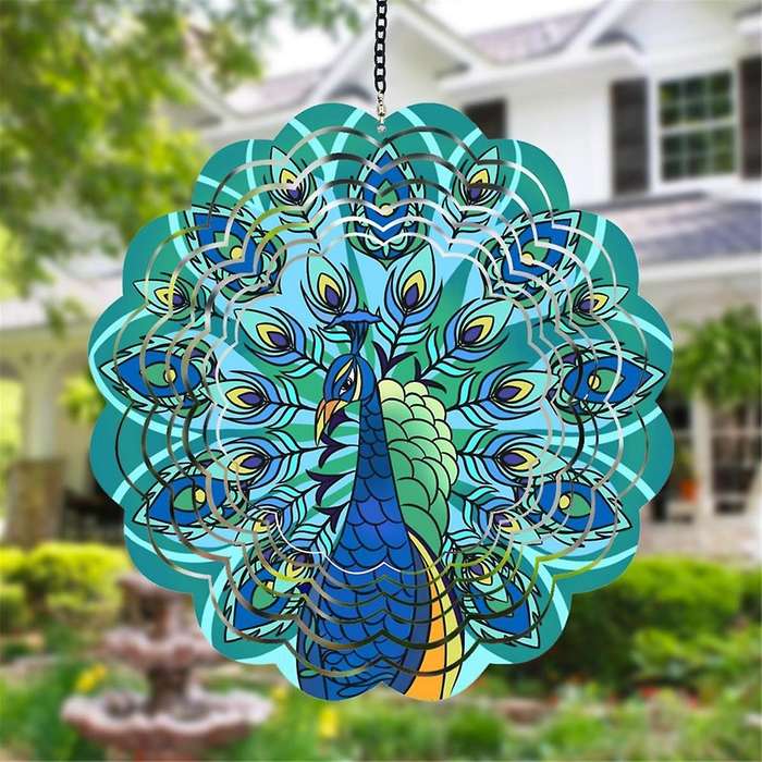Peacocks Metal Wind Spinners - Gifts for Women Mom Grandma Wife, Hanging Wind Spinner for Outdoor &