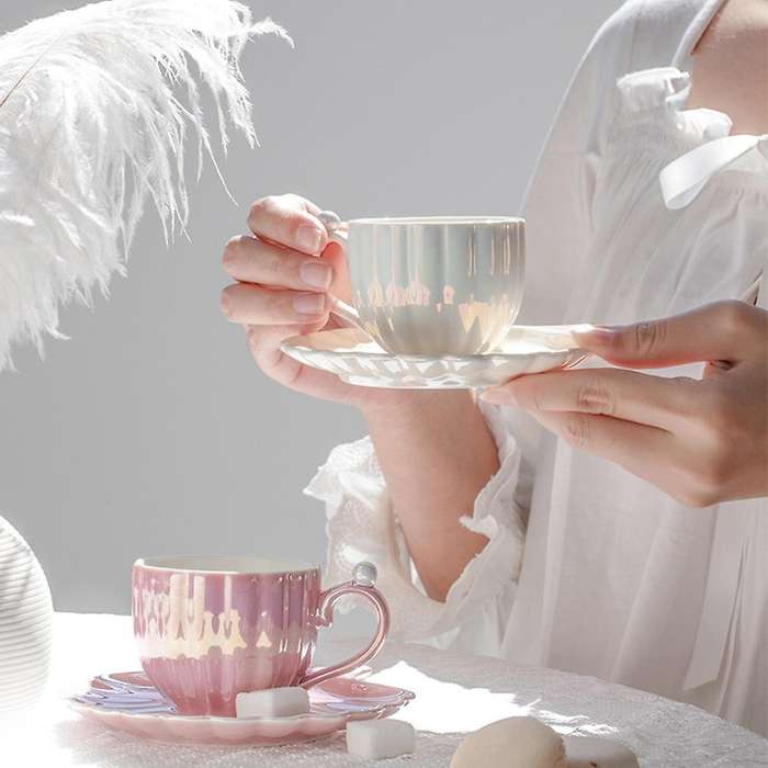 Pearl Cup Ceramic Tea Set European Luxury Exquisite Coffee Cup Plate Set Afternoon Tea Cup British S