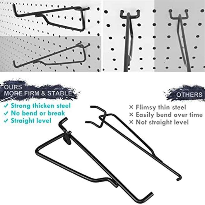 Peg Board Shelf Hooks, 8pack 6in Metal Utility Hook Set, Peg Board Organizer for Garage Workbench Ar