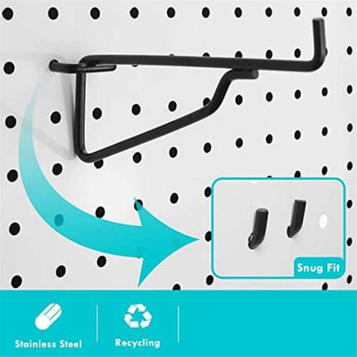 Peg Board Shelf Hooks, 8pack 6in Metal Utility Hook Set, Peg Board Organizer for Garage Workbench Ar