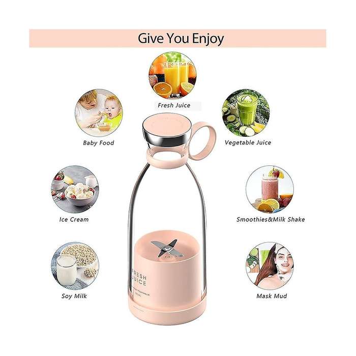 Personal Size Blender, Portable Blender, Battery Powered Usb Blender, with Four Blades, Mini Blende