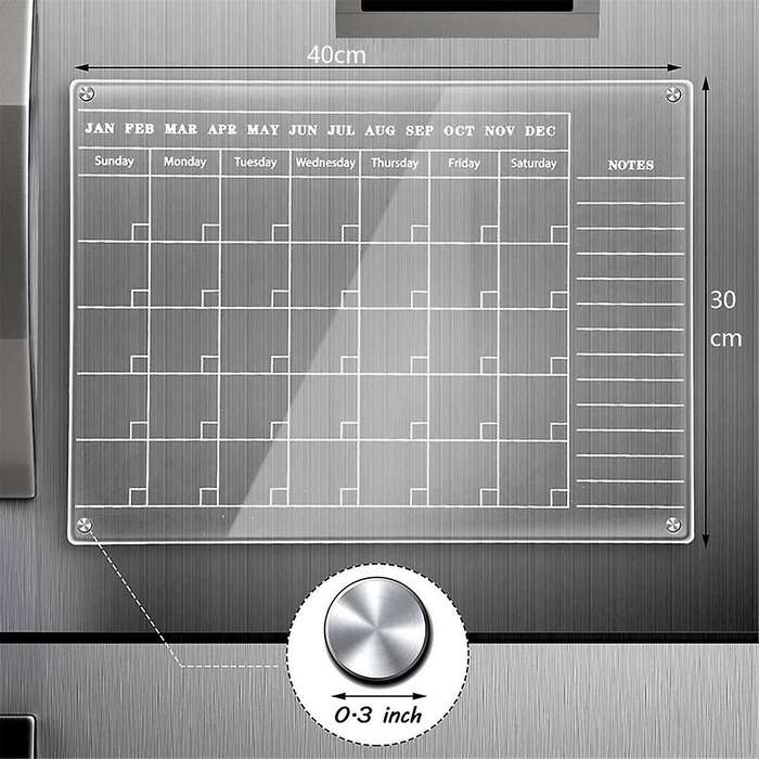 Personalized Acrylic Wall Calendar, Magnetic Acrylic Calendar Board, Personalized Dry Clean Board