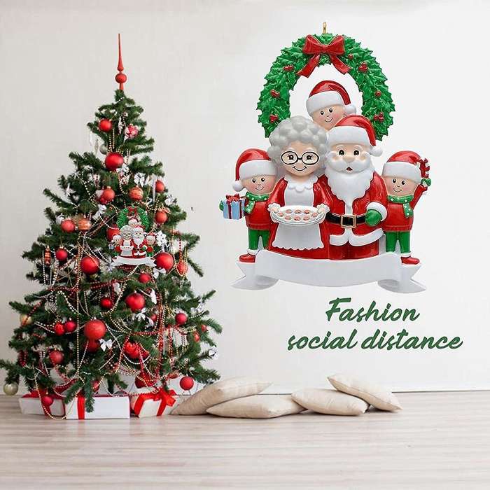Personalized Family of 5, Christmas Tree Ornament - Cute Holiday Winter Gift