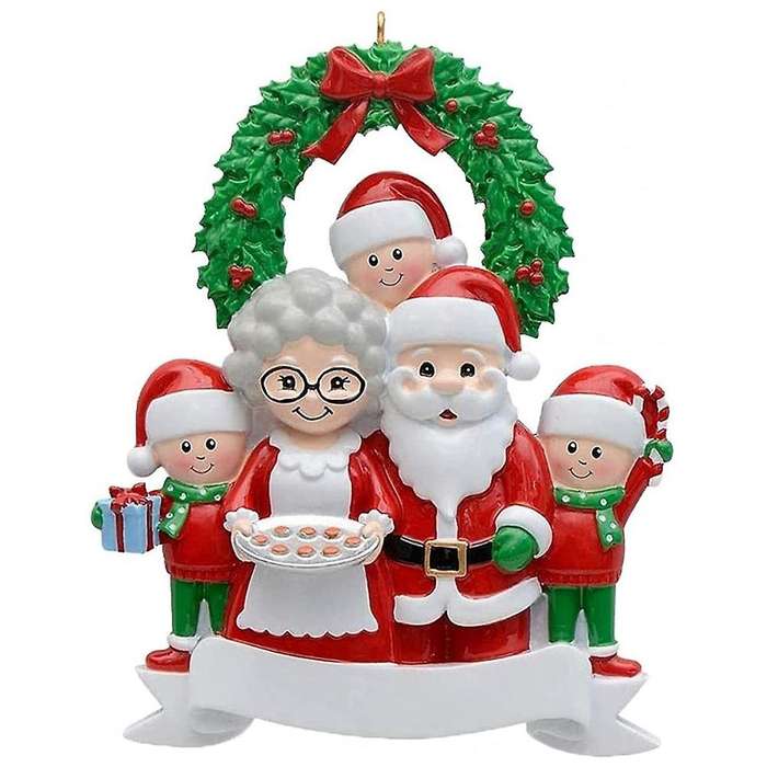 Personalized Family of 5, Christmas Tree Ornament - Cute Holiday Winter Gift