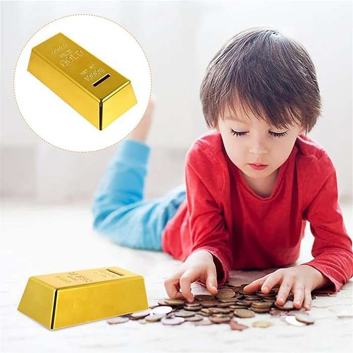 Piggy Bank Money Box Plastic Bank Gold Bar Brick Money Box Case for Birthday Gifts Home Decor