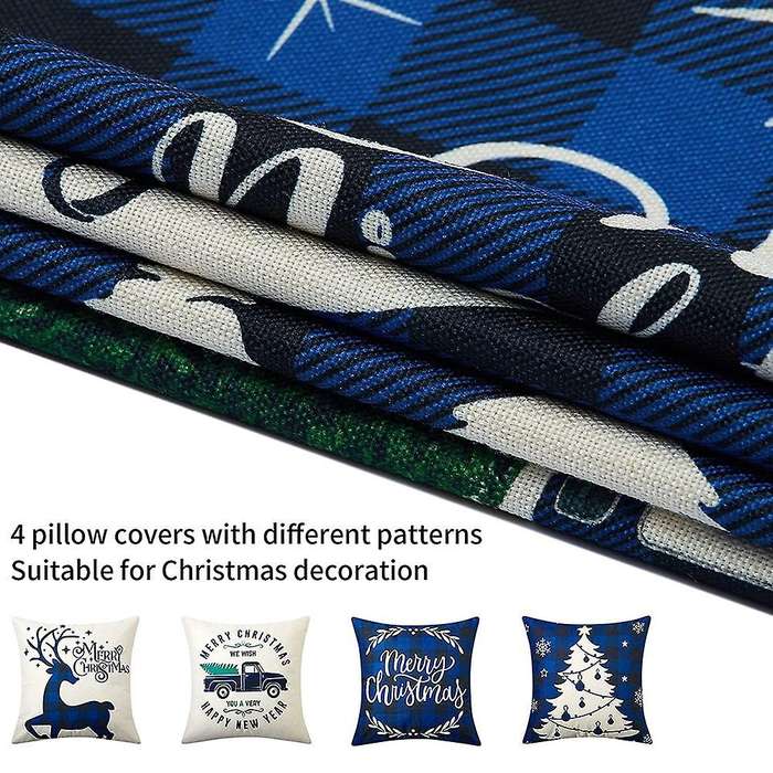 Pillow Covers 18X18 Set of 4,Farmhouse Decor for Home,Xmas Pillow Case Cushion Case for Couch