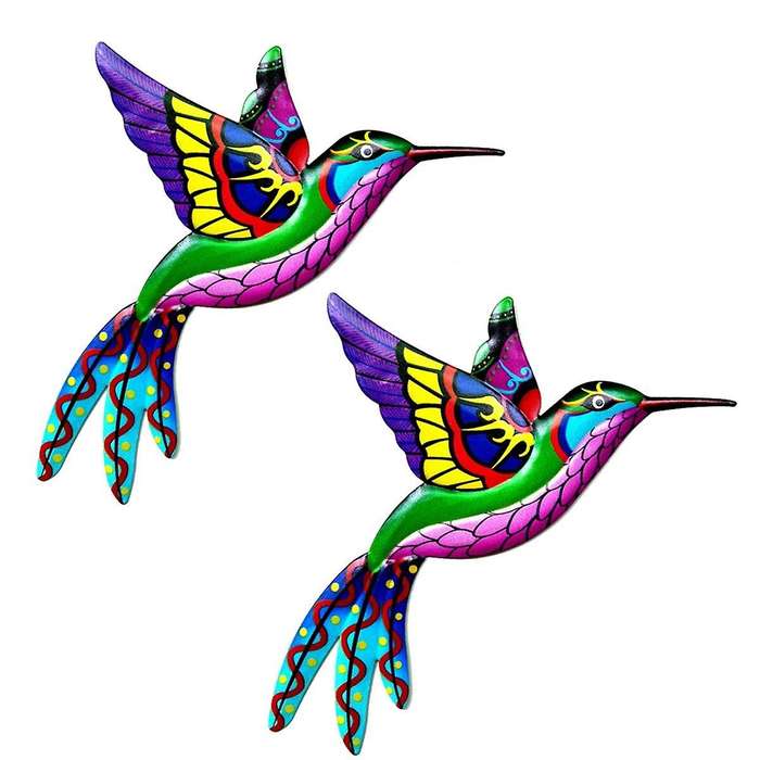 Pink Outdoor Metal Wall Decor - 3D Metal Bird Wall Decor - Outdoor Fence Decor - Garden Fence Backya