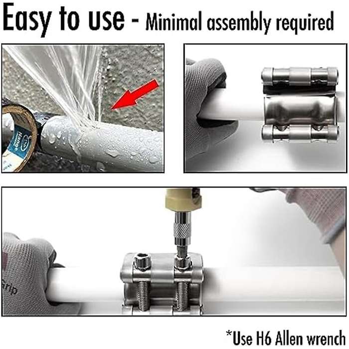 Pipe Repair Clamp for 1 Inch Pipes, Leak Sealer,emergency Pipe Repair Kit for Plastic and Metal Pipe