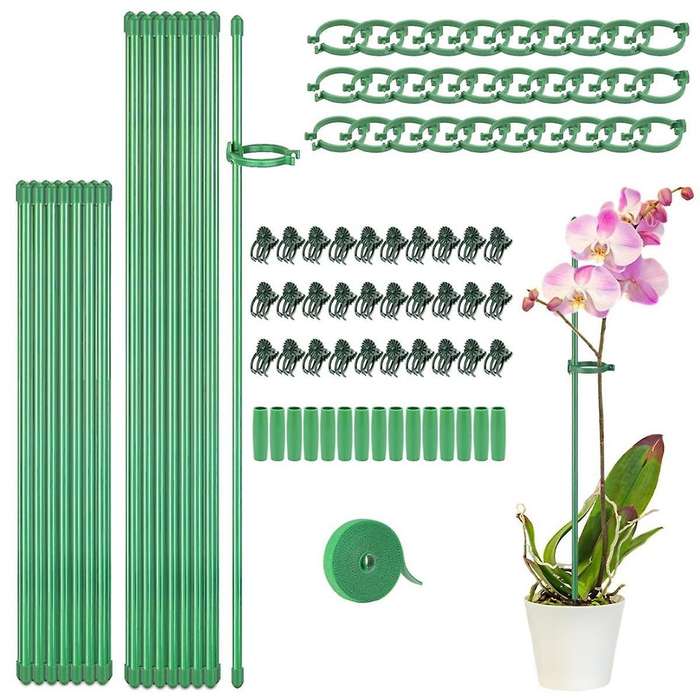 Plant Stakes Sets, Plant Sticks with Connect Pipe for Indoor and Outdoor Plants, Green Adjustable Pl