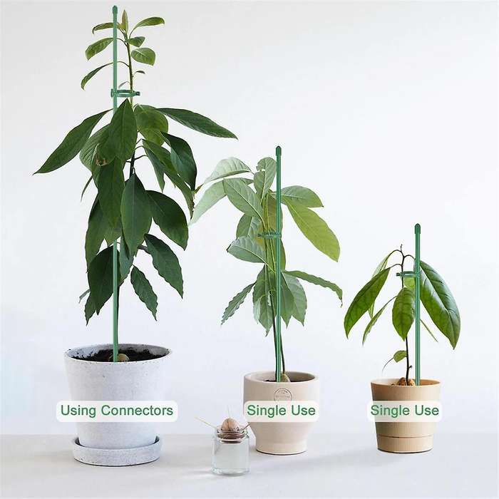 Plant Stakes Sets, Plant Sticks with Connect Pipe for Indoor and Outdoor Plants, Green Adjustable Pl