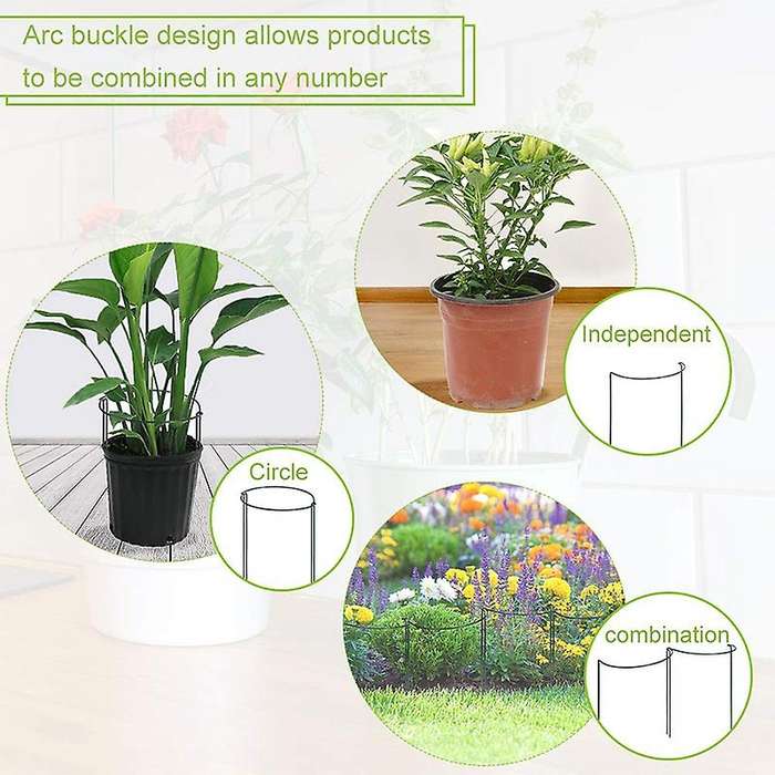 Plant Support Stake, 4-pack Half Round Metal Garden Plant Supports, Green Garden Plant Support Ring