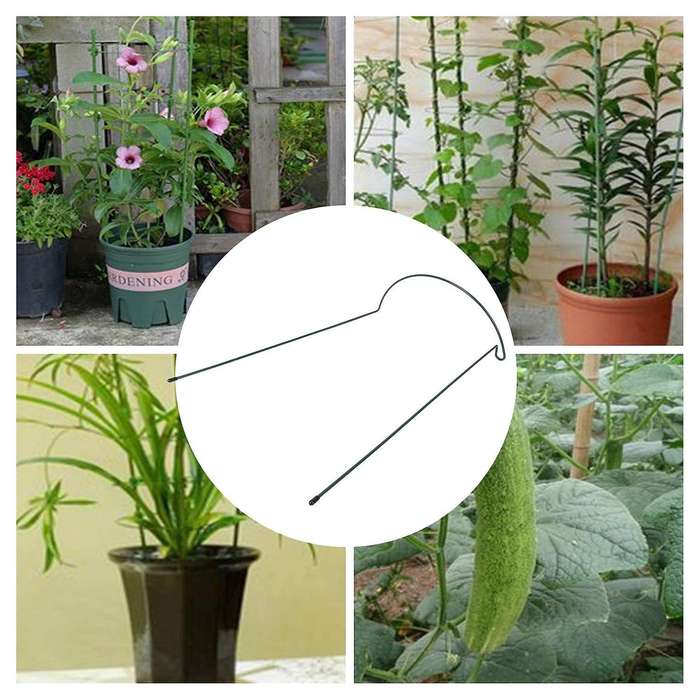 Plant Support Stake, 8-pack Half Round Metal Garden Plant Supports, Green Garden Plant Support Ring