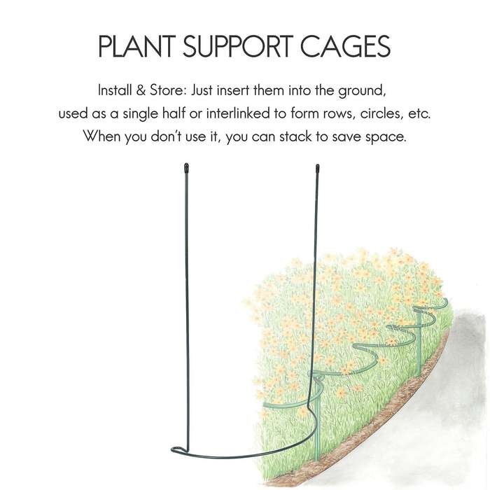 Plant Support Stake, 8-pack Half Garden Plant Supports, Plant Support Ring, Garden Border