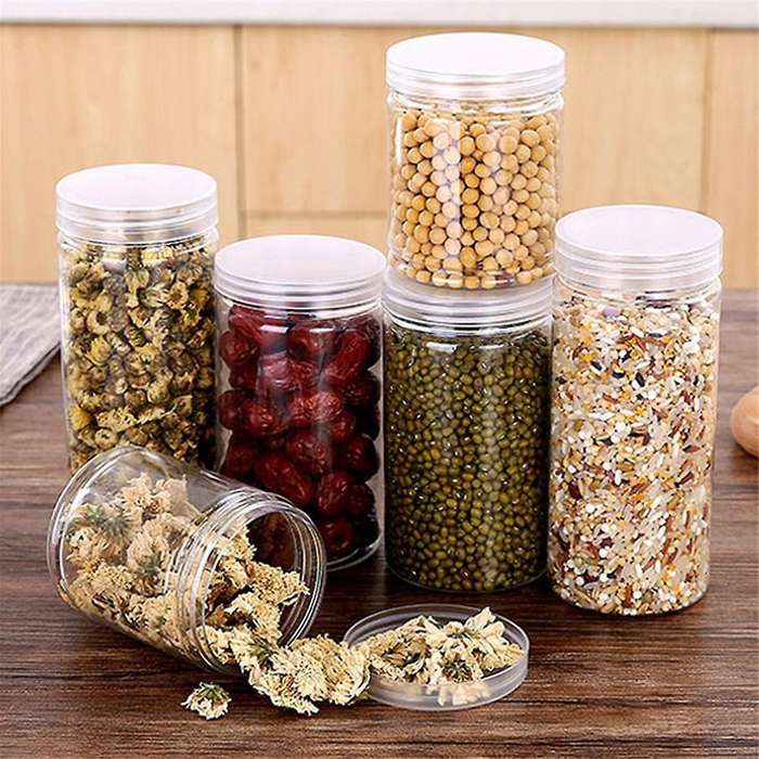 Plastic Jars with Lids Storage Containers Dried Fruit Food Container Reusable Plastic Pot Storage Co