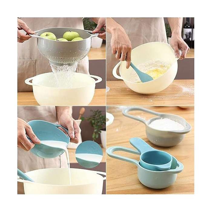 Plastic Mixing Bowls-multicolored Mixing Bowl Set Of 8,including Measuring Cups,colander,sifter,bowl