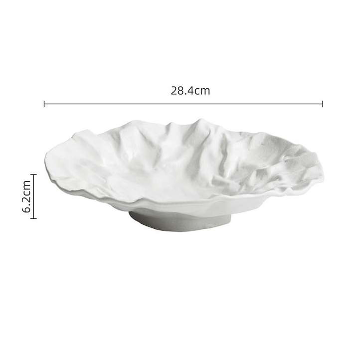 Pleated Flat Plate Ceramic Cooking Plate Steak Plate Western Salad Ceramic Plate 11 Inches