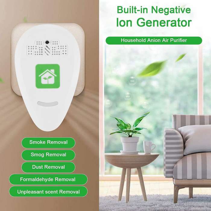 Plug In Air Purifier Mini Portable 5-12 Million Negative Ion Air Purifier Compatible Bedroom Kitchen