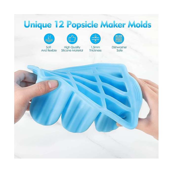 Popsicle Molds Silicone -free, 12 Pieces Popsicle Trays for Freezer, Homemade Ice Cream Popsicle Mo