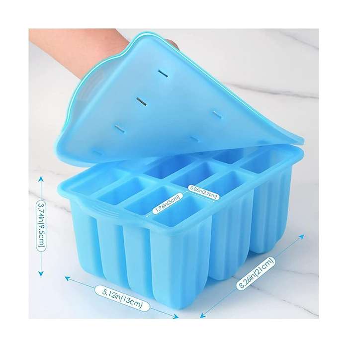 Popsicle Molds Silicone -free, 12 Pieces Popsicle Trays for Freezer, Homemade Ice Cream Popsicle Mo