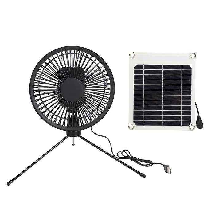 Portable Camping Fan with USB Solar Panel , for Tent, Outdoor, USB Desk Fan for Travel, Fishing, Ou