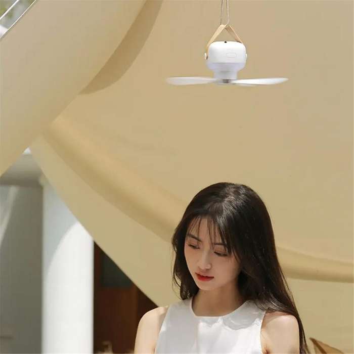 Portable Ceiling Fans with LED Lighting 7200mAh Outdoor Camping Fan Tent Cooler Rechargeable Electri
