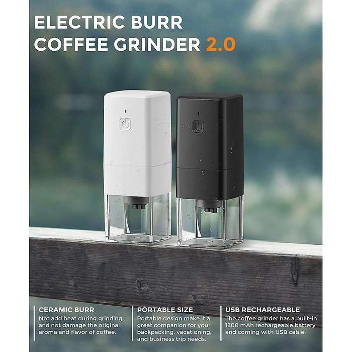 Portable Coffee Grinder -Small Electric Coffee Bean Grinder - Rechargeable Espresso Grinder with Mul