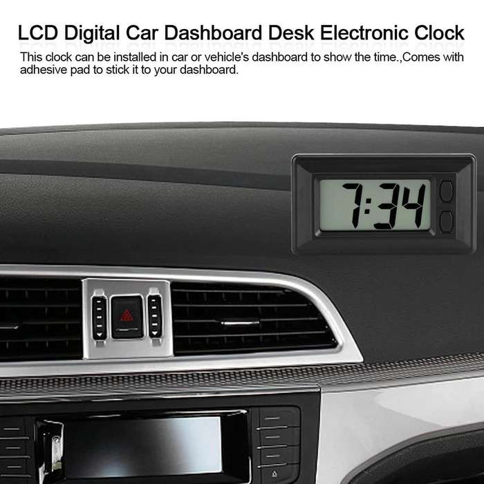 Portable Clock LCD Digital Table Car Dashboard Desk Electronic Clock Date Time Calendar Display Dash