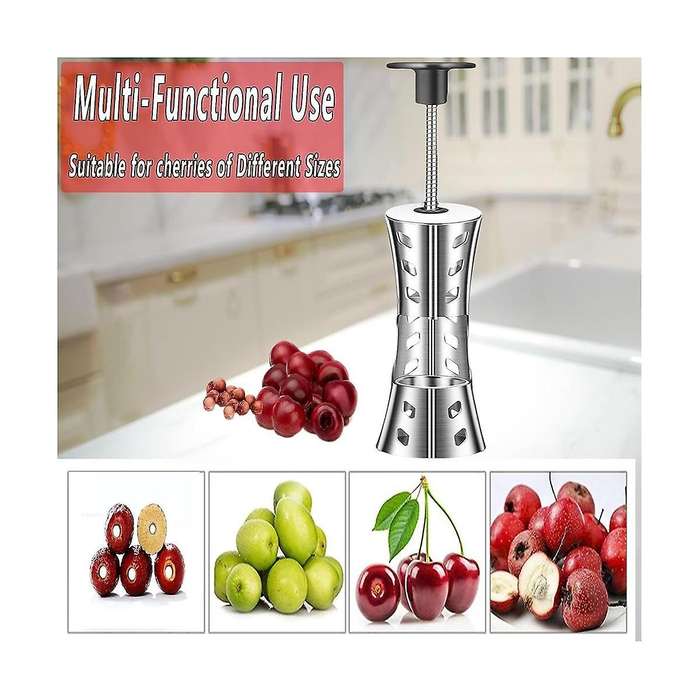 Portable Cherry Pitter Remover Tool 304 Stainless Steel Kitchen Tool Silver Fruit Pit Remover for Ch